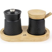 Peugeot Bali gietijzeren pepermolen en zoutvaatje cadeaubox - 8 cm, zwart