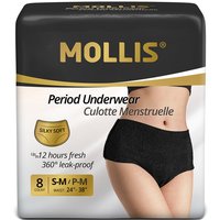 MOLLIS Disposable Period Underwear for Women, Postpartum Panties, Maternity Knickers Heavy Flow Leak Proof, Black,Small/Medium, 8 Count