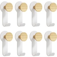 KAPANOU Dual Coat Hooks for Wall mounted Set of 8, Rustic Wooden Hook with Heavy Duty Metal Hanger for Towels, Hats, Backpack, Home Decor Hooks for Door, Bathroom, Bedroom, Entryway (Wood Brown / White), New Year Sale , Top gift picks