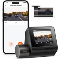 70mai Dashcam A200-1, Dual 1080P HDR Voor- en Achtercamera, 60 FPS vloeiende opname (voor), 70mai Night Owl Vision, 130° kijkhoek, 2'' IPS-scherm, WiFi App-bediening