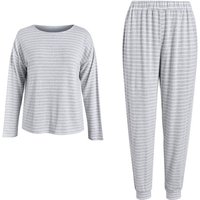 IZURIA round-neck striped light grey long sleeved top and pants set M
