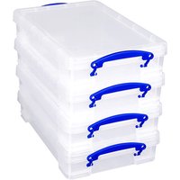 Really Useful Stackable Plastic Storage Box 4L Clear (Pack of 4)