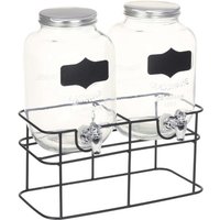 vidaXL Glazen drankdispenser set met standaard - 2 stuks, 4 L, Transparant