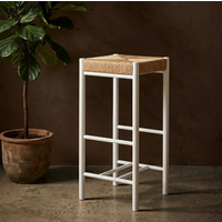 Interiors by Premier Bar Stool Bandar Beech Wood & Hemp Rope White/Natural