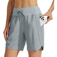 Willit Women's 7" Athletic Running Shorts Workout Quick Dry High Waisted Active Shorts Zipper Pocket Black L