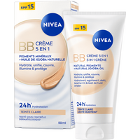 NIVEA Essentials 5-in-1 BB Crème Light - SPF 15 - BB Cream - Met jojoba-olie - Gekleurde Dagcrème - Hydrateert en Camoufleert - 50 ml