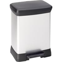 Curver Decobin Duo afvalbak met scheiding - 10 liter + 18 liter - Metallic - Premium opbergoplossing, Duurzaam kunststof, Moderne huisorganisatie