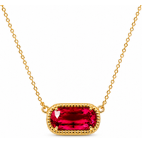 VoxorAI Hypoallergenic Natural Zirconia Gold Necklace for Women Red Zirconia Wholesale Ins-Style Luxury Collarbone Chain with Crystal Pendant