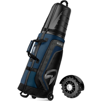 OutdoorMaster Padded Golf Club Travel Bag Half Case with Wheels - Back&Blue