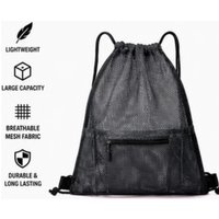 WhereHike Mesh trekkoordtas met ritsvakken rugzakken outdoorkleding fitnesszakken sportuitrusting opbergtas duurzame mesh sportorganizer, gradiënt grijs