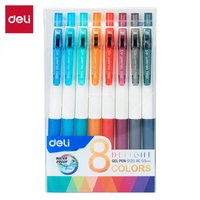 Deli 8 colors 0.5 mm bullet Retractable Gel Pen 1 Box
