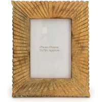Candlelight Photo Frame Etched Lines Mango Wood 5x7"