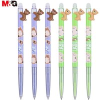 M&G Puffy Animals Erasable Gel Pens, 6 Pack Crystal Blue Ink Retractable Erasable Pens, Extra Fine Point 0.4 mm, Cute Animal Design, Smooth Writing Gel Pens with Comfort Grip for School, Office, and Planner