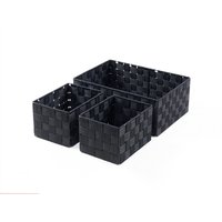 KEVAHOME PP WOVEN STRAP ORGANIZERS-S/3- BLACK L:13.5x9.5x5.1" 3pcs S: 7.9x6x5", New Year Sale , Top gift picks