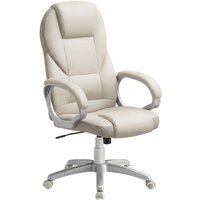 JOYFURNOS Ergonomic Desk Chair, Adjustable Swivel Office Chair with Silent Wheels, 73x70x(112-122)cm, for Home Workspace, White