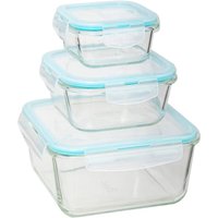 5five Glas GM Clipeat Container Set - 3 stuks, 21 x 21 x 10 cm, Transparant