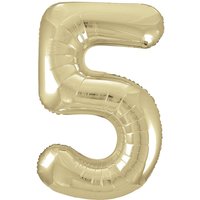 Unique Party Giant Number 5 Balloon, Gold, 86cm