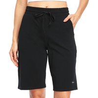 Willit Women's Shorts 10" Bermuda Cotton Long Shorts Yoga Workout Lounge with Pockets Black XL