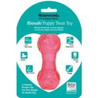 Rosewood BioSafe Dumbbell Treat Toy for Dogs and Puppies Pink