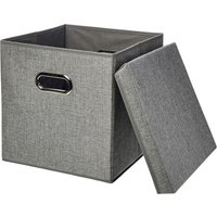 ANQI verdikte opvouwbare opbergbox met deksel, grijs, 2 stuks