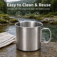 PURECOOK Stainless Steel Cup Series | 304 Stainless Steel | Outdoor Water Cup with Foldable Handle