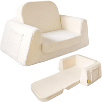BanaSuper kinderbank, 2-in-1 omvormbare kinderstoel, comfortabel uitklapbaar bed voor kinderen, pluche bank en fauteuil voor kinderen, extra stevige brede basis, wasbare hoes, cadeau voor jongens en meisjes, crèmbeige