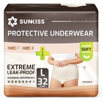 SUNKISS incontinentieondergoed voor vrouwen, wegwerpbroekjes voor overdag na de bevalling voor volwassenen, beschermende optrekbroekjes met maximale absorptie, large, beige, 32 stuks