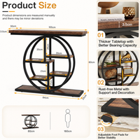 Tribesigns Console Table 105cm Industrial 6 Tier Sofa Table Entrance Table with Circle Base Narrow Wood Accent Tables with Storage Shelves for Living Room Hallway Foyer Rustic Brown