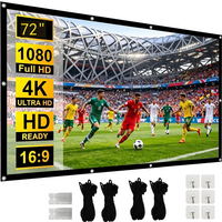【Must-have voor WK-kijkfeest, groter scherm voor ultiem spanning】 XBJ 72 inch projectiescherm 16:9 | draagbaar HD 4K opvouwbaar kreukvrij scherm, 160° brede kijkhoek dubbelzijdige projectie, extra lange touwen & haken voor eenvoudige installatie, thuisbioscoop binnen/buiten/achtertuinfeest