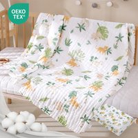 LeBonsoir Towels, BABY Muslin Squares Cloth for Baby, 2 combination packageCotton Burp Cloths for Newborn, Absorbent & Breathable and Ideal to Clean, Wipe & Cover Newborns-Forest Adventure(25*50cm*1,70*140cm*1)