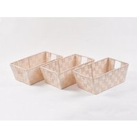 KEVAHOME SET OF 3 PP WOVEN STRAP SMALL SHELF TOTE-DARK BEIGE 12"X6.5"X4.5", New Year Sale , Top gift picks