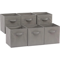 ANQI Collapsible Fabric Storage Cubes Organizer with Handles, Gray, 10.5*10.5*11 inch, Pack of 6, New Year Sale , Top gift picks