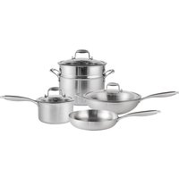 PURECOOK Triple-Ply Stainless Steel Cookware 4-Piece Set Series โ 34cm 316 Stainless Steel Wok, 18cm 304 Stainless Steel Milk Pot (with Lid), 24cm 304 Stainless Steel Steamer & Soup Pot (with Lid and Steamer Insert), 28cm 304 Stainless Steel Frying Pan (Lid-Free) zwilling
