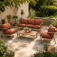 Terrabeta Garden furniture aluminum sofa set, teak-wood heat-transfer finish, with seat&back cushion