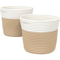 vidaXL Katoenen opbergmanden - 2 stuks, 24 x 18 cm, Beige en Wit