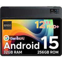 DOOGEE Tab E3+ Android 15, 12 inch FHD+ tablet met SIM-kaartsleuf, octa-core Helio G100, 90 Hz gaming, 32 GB+256 GB/2 TB, 8800 mAh, 7,5 mm ultradun, quad-luidsprekers, gezichtsidentificatie, zwart