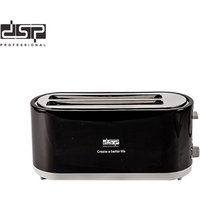 DSP 4-sleufs broodrooster, 1400 W, 7 bruiningsstanden, automatische uitwerping, anti-klemfunctie, snoeropberging en antislip kruimellade, roestvrijstalen broodrooster voor brood, bagels en wafels, zwart (Model: KC2046)