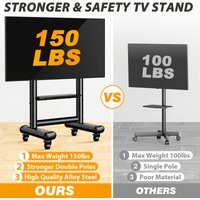 Mobile TV Stand on Wheels for 50-85 Inch LCD LED OLED Flat Panel Plasma TV, Max. VESA 800x600mm up to 65 kg