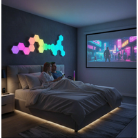 Hexagon LED Panels, 8 pcs ,Sechseck Gaming Deko LED Wandleuchte, Musik Sync, APP-Kontrolle, Fernbedienungen, Sechseck Waben Wall Lights Gaming Zubehör Hexa Lampe Smart Zuhause Wand Deko