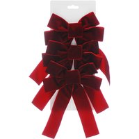 Festive Set Of 3 X 24Cm Burgundy Velvet Bow