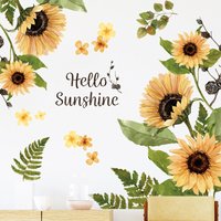 WhereHike zonnebloem muurstickers, 3D gele bloem muurstickers, gemakkelijk afpelbaar en opplakbaar behang, doe-het-zelf verwijderbare muurdecoratie muurschildering voor badkamer, slaapkamer, kinderkamer, tv, douchedeur en woondecoratie