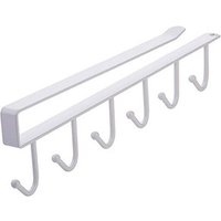 Mug Hanger Rack, Under Shelf Storage Hooks Organizer Hanging Holder for Cabinet Pantry Kitchen Cupboard Desk Counter Bookshelf Organization White