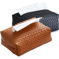 JORDAN&JUDY 2-Piece Woven Pattern Tissue Holder, Home Living Room Tissue Box, Brown & Black