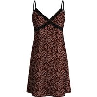 IZURIA black lace v-neck pink leopard-print suspender dress L