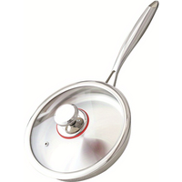 PURECOOK 304 Triple-Ply Stainless Steel Frying Pan Series – 1-Piece 28cm 304 Triple-Ply Stainless Steel Frying Pan (with Glass Lid, Rolled Rim)