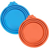 Vilscijon 2-Piece Set: Paw-Shaped Cat Can Opener & Sealing Lids for Cat Food Cans - Blue + Orange