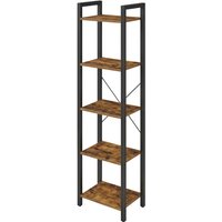 Ochama 5-Tier Storage Shelf, Freestanding Bookcase for Home Office, Living Room, Industrial, Brown and Black