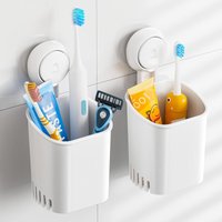 TAILI Zuignap Tandenborstelhouder 2 Stuks, Vervangende Douche Tandenborstelhouder voor Muur, Krachtige Tandpasta Tandenborstel Zuignap, Zelfdrainerende Douche Scheermesje Houder, Keuken Tafelwaar Houder
