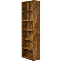 JOYFURNOS Bookshelf with 6 Shelves, Bookcase, for Home Office, Bedroom, Living Room, Study, Rustic Brown