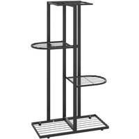MINGHOU 4-Tier 5-Pot Plant Stand with Black Metal Flower Rack Space-Saving Indoor Outdoor Plant Holder for Home Balcony Garden